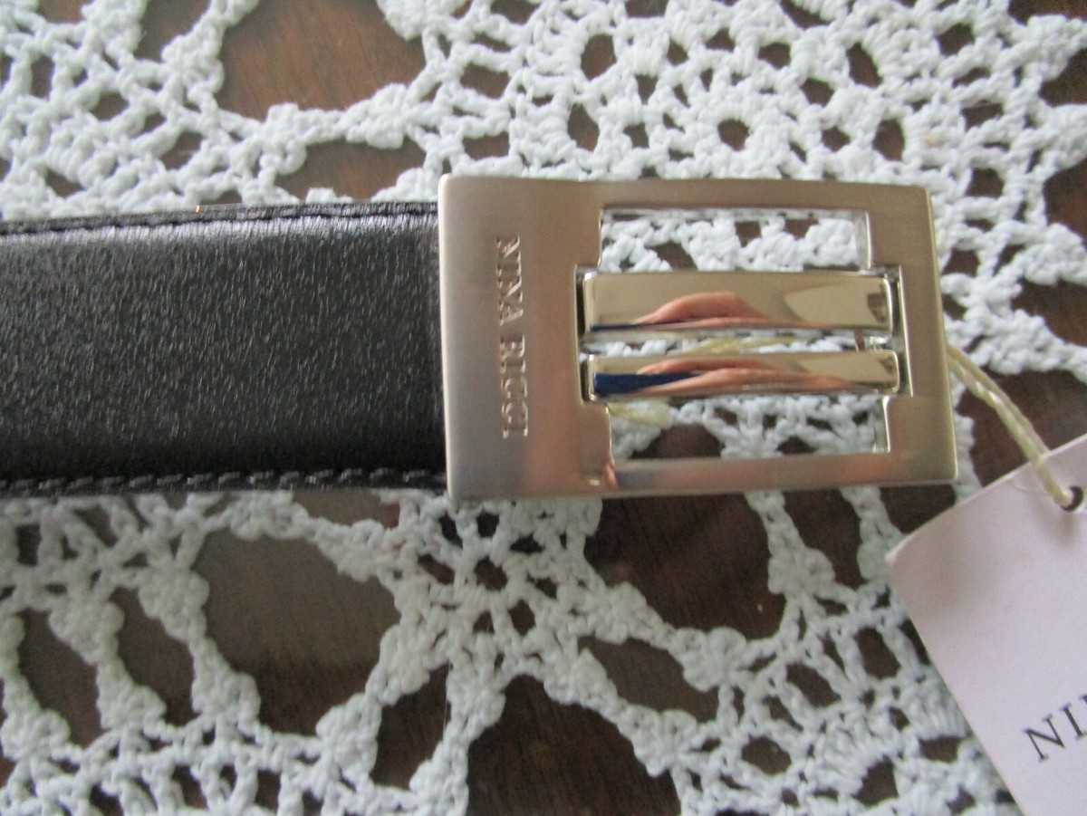 Men's NINA RICCI Belt NEW Black/Brown Leather Single Edged