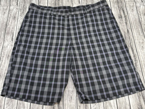 Ben Hogan Performance karierte leichte Herren Gr. 40 Shorts schwarz grau lila