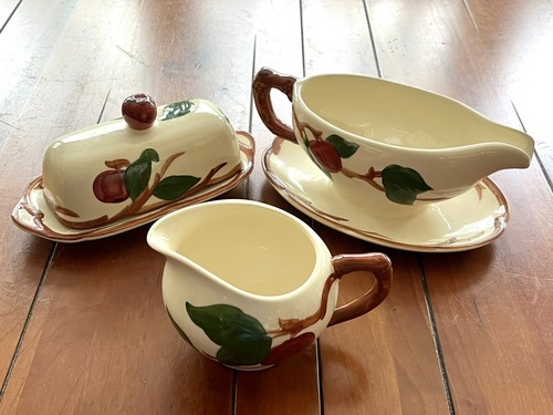 VTG Franciscan Apple Earthenware Red Green Leaf Various Pieces USA TV Mark 1960s - Picture 10 of 10