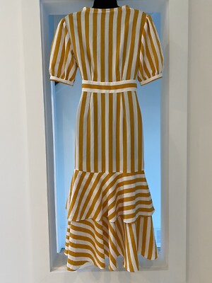 Topshop Cut About Stripe Ruffle Midi Dress US 4 | eBay