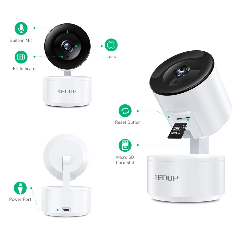 WiFi Security IP Camera Indoor 1080P Pan Tilt Night Vision Audio Mobile Remote - Image 4 of 4