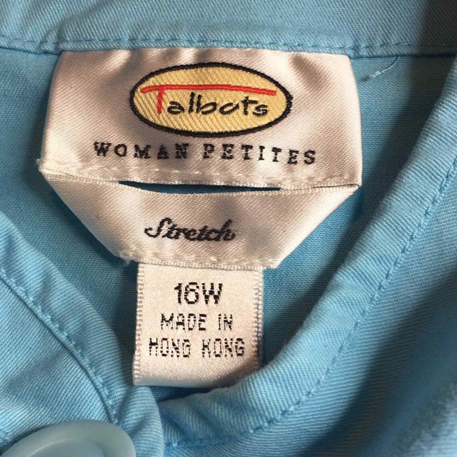 Talbots Sky Blue Button Down Mandarin Collar Jack… - image 8