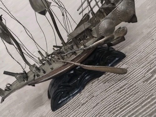 Antique Tin Chinese Junk Boat Model - 第 5/14 張圖片