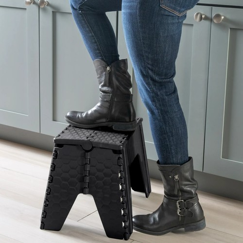 Mainstays Plastic Folding Single Step Stool 12 inch - Black - Dimensions: 13.7 x - Picture 6 of 10