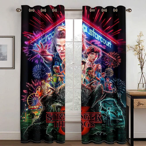 Stranger Things 3D Dicke Verdunkelung Fenster Vorhänge Thermo Ring Top Ösen Vorhänge - Bild 18 von 48