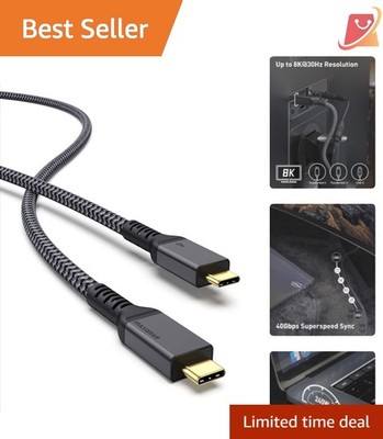 6Ft Thunderbolt 4 Cable 40Gbps 240W Charging 8K Display USB-C Device Compatible