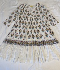 Roller Rabbit Dress Womens Size XS Multi Color Floral Cotton Boho Tiered Midi