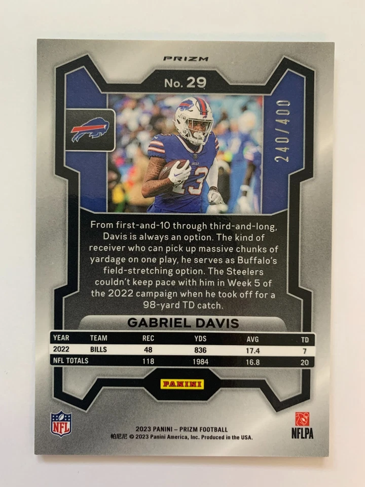 Gabriel Davis Pandora /400  2024 Panini Prizm Bills #29 - Image 2 of 2