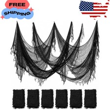 6 Pack Black Halloween Creepy Cloth 30 x 75 Inch Spooky Gauze Decoration