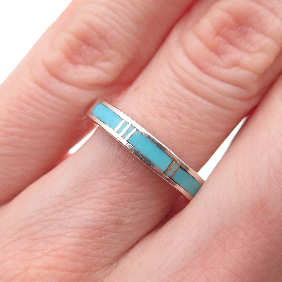 Scott Skeets Navajo Old Pawn 925 Sterling Vintage Turquoise Band