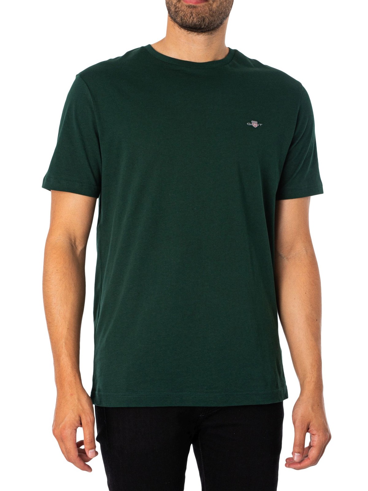 Gant Men's Tartan Green Regular Shield T-Shirt - Image 2