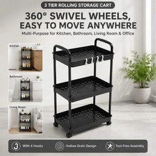 3-Tier Small Rolling Storage Cart Multi Purpose Utility Organizer
