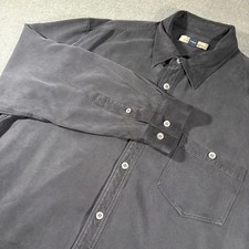 Tommy Bahama Button Down Shirt Mens XL Gray 100 Silk Long Sleeve Twill Pocket