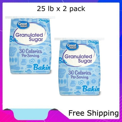 #ad Great Value Pure Granulated Sugar 25 lbs x 2 pack $38.69