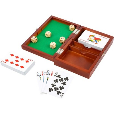 11363 Karten- und Würfelspielboxen, Set mit 2 Kartenspielen und 5 Würfeln