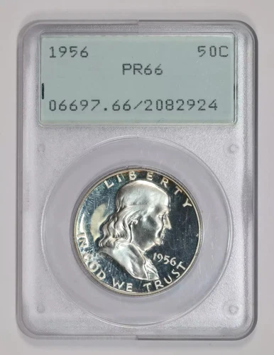 1956 PROOF FRANKLIN HALF DOLLAR PCGS PR66 OGH RATTLER - LOOKS CAMEO!