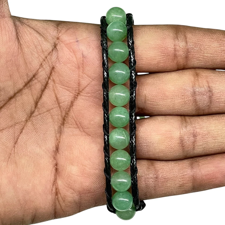 Handgemacht 8mm Grün Aventurin Perlen Macrame Armband Verstellbar Kordel Schmuck - Bild 2 von 4