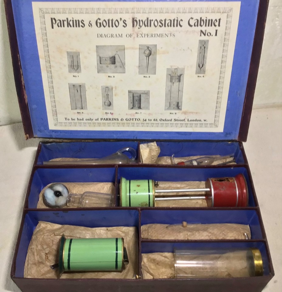 An 1880s hydrostatic cabinet toy — a genuine Victorian-era science apparatus that looks like it belongs in a mad scientist's study or a natural history museum.