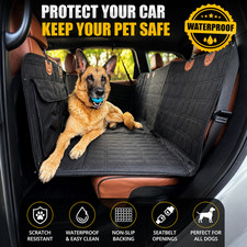 Hard Bottom Dog Car Seat Cover for Back Seat -Pet Hammock for Car, Truck, SUV