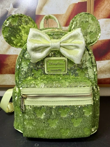 2025 Disney Parks Tinker Bell Green Sequin Loungefly Mini Backpack Peter Pan NEW