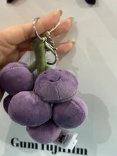 Cute Purple Grapes Plush Bag Charm Keychain NWT Jellycat Amuseables Soft Toy
