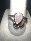Vintage Navajo Pink Mother of Pearl Teardrop Sterling Silver Ring Size 8.5 /496
