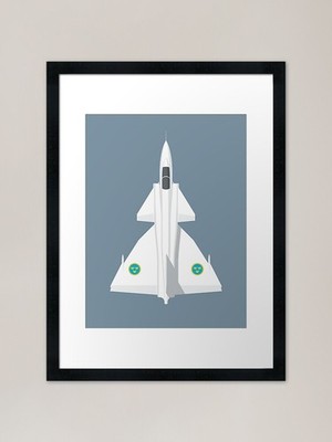 J37 Düsenflugzeug - Schiefer gerahmtes Kunstwerk gerahmt Wandbild Poster Leinwanddruck Bild