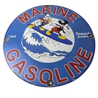 Vintage Marine Gasoline Sign - Seaside Gas Porcelain Gas Station Pump Sign