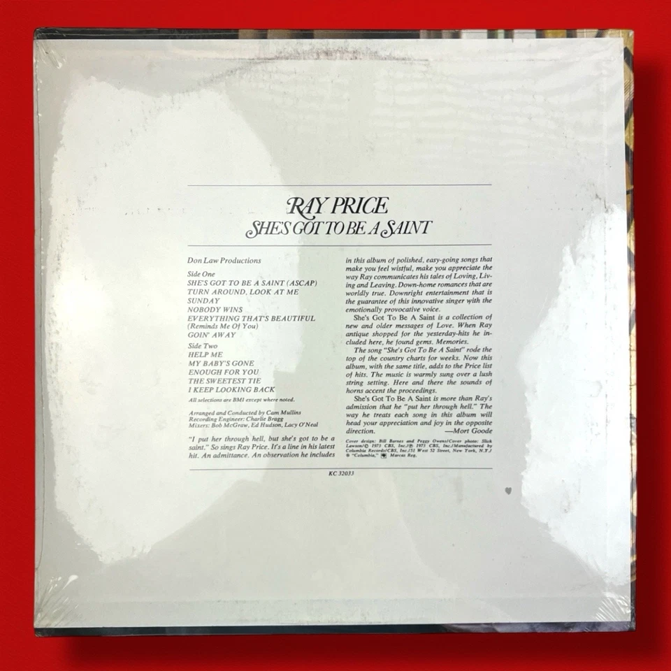 Vintage Ray Price LP – She’s Got to Be a Saint (1973) Columbia KC 32293 – SEALED - Image 2 of 3