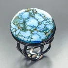 Jewellery 40 ct+ Natural Turquoise Ring 925 Sterling Silver Size 9 /R462798