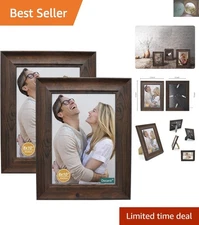 Rustic Distressed 8x10 Picture Frames - Set of 2 for Tabletop & Wall Display