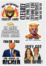 6pc Assorted Anti Trump Vinyl Stickers Die Cut Durable Waterproof, 2.5"W x 2.5"H