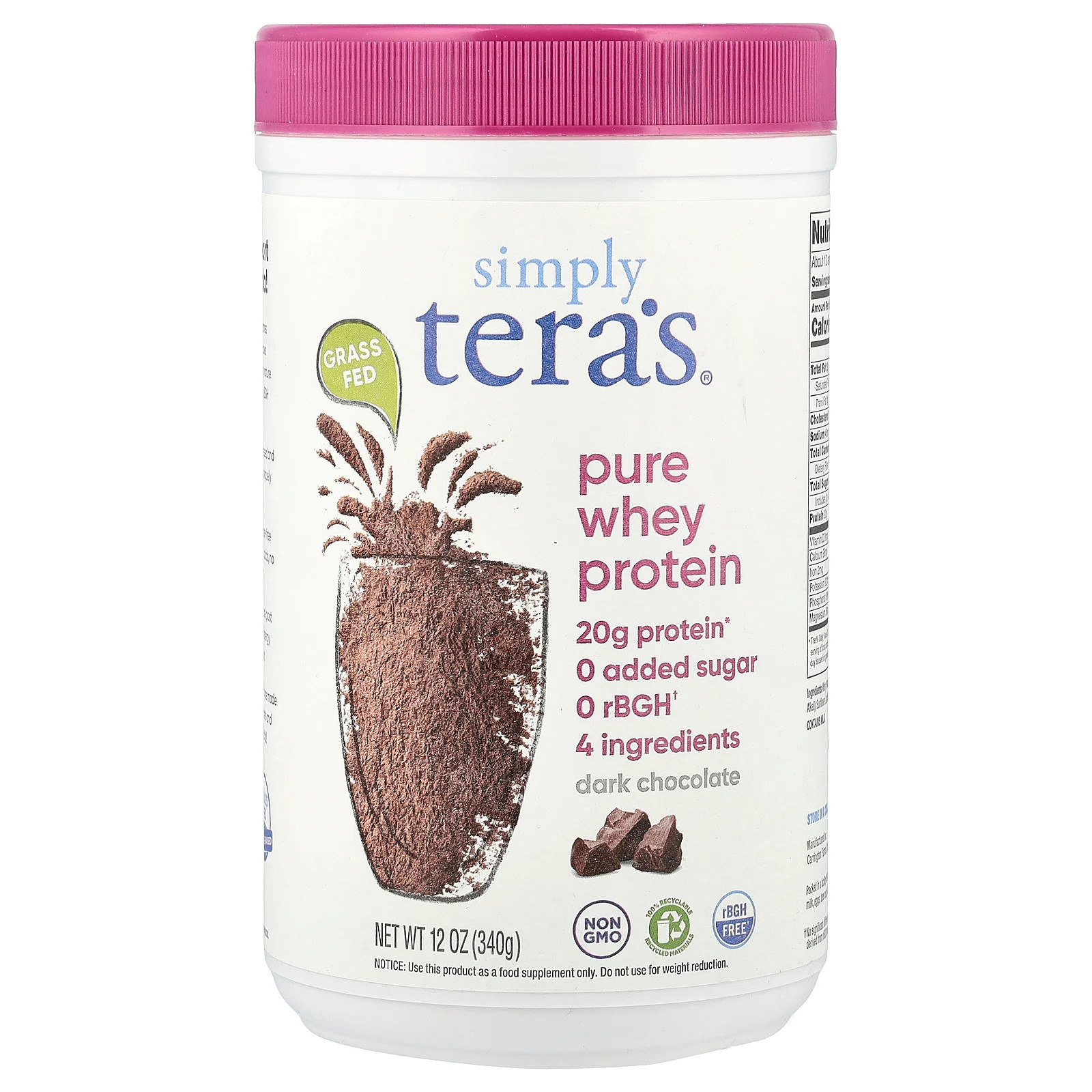 Чистый сывороточный протеин, Темный шоколад, 12 унций (340 г)