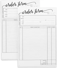 Receipt Book with Carbon Copies & Work Order Forms - 5.5 X 8.5 In, White, 2 Pads