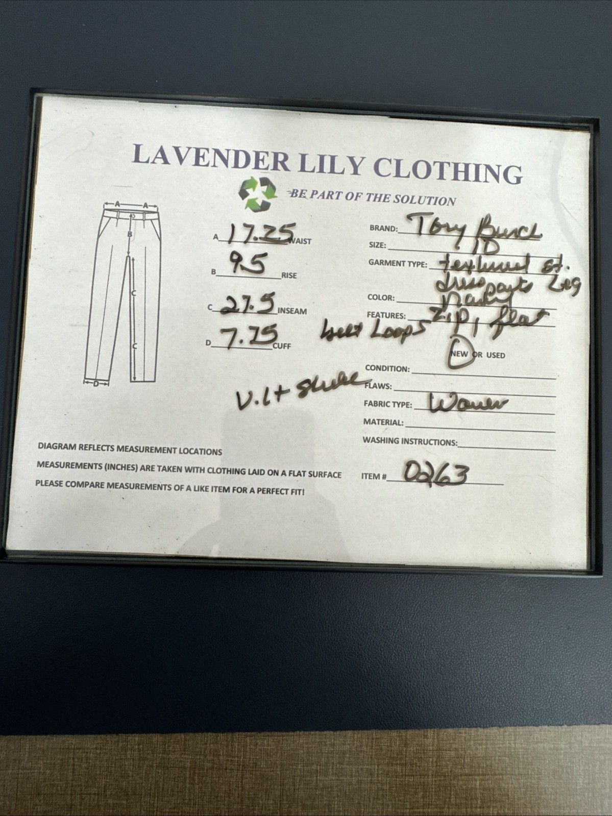 Tory Burch Women's 10 Textured Straight Leg Dress Pants Navy NWT Inseam 27.5" thumbnail 15