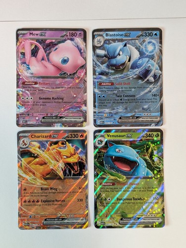 Pokemon 151 Charizard EX 6/165, Venusaur EX 3/165, Blastoise EX 9/165 Mew EX