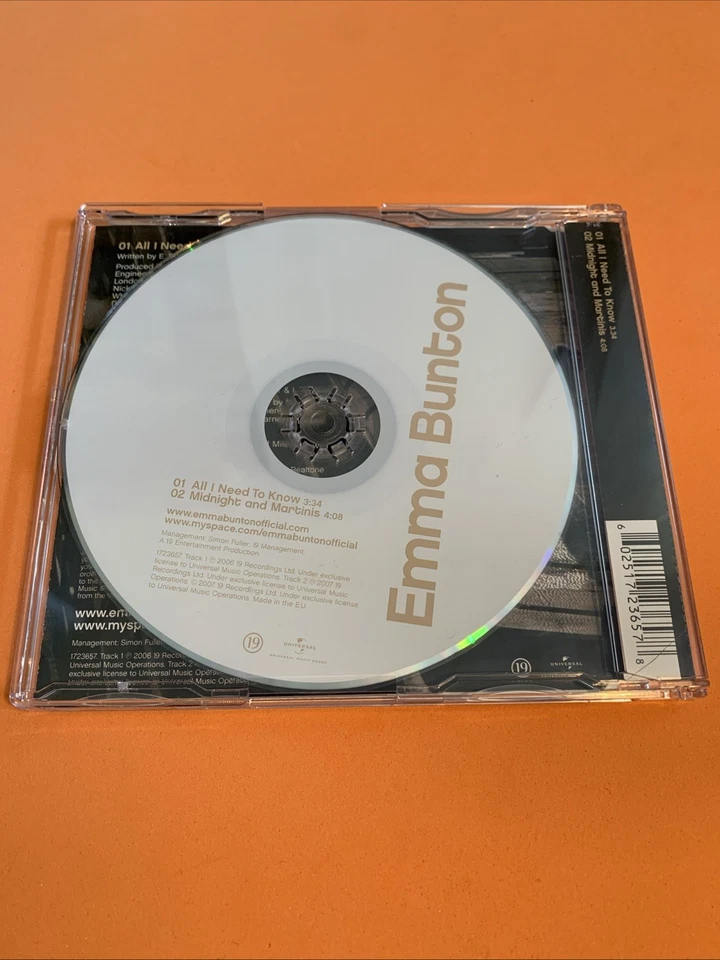 Emma Bunton - All I Need To Know (CD, 2006) 2 TRK Single *Ultra RARE* NM Foto 4 de 4