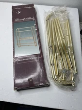 Vintage Brass Bathroom Butler Wall Mount Rack NIB Taiwan MCM 1980s 12.5”x18”