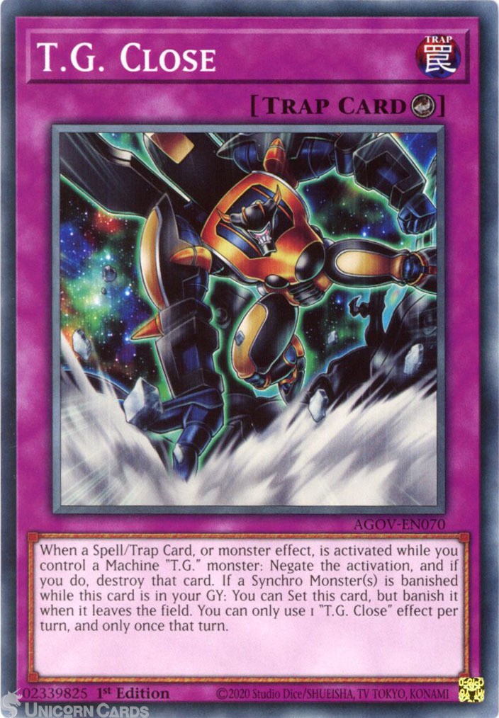 AGOV-EN070 T.G. Close :: Common 1st Edition YuGiOh Card