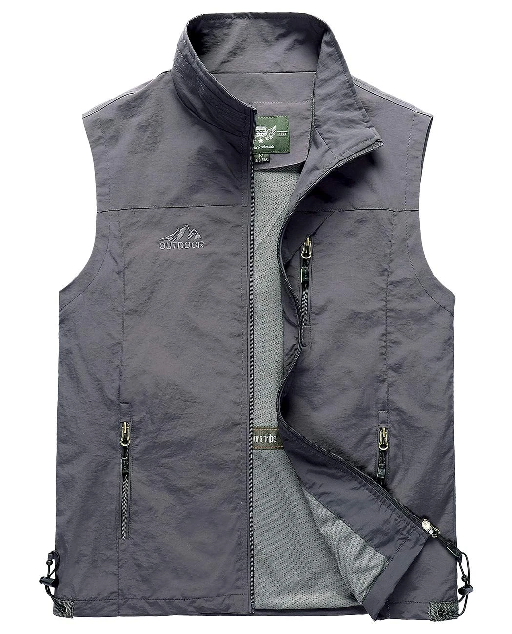 Men's Casual Lightweight Outdoor Vest Work Fish Photo Travel Vest (Gray, L)
