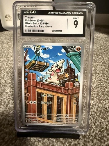 Pokémon TCG Timburr 125/086 Black Bolt Illustration Rare Holo Card CGC 9