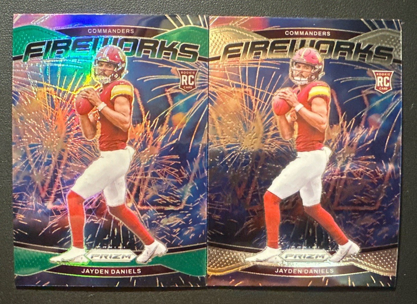 JAYDEN DANIELS 2024 Panini Prizm Green Prizm Rookie Fireworks 🔥& Base (RC)s💎