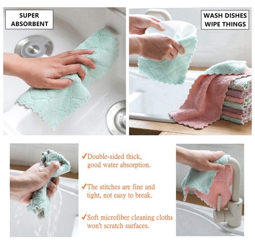 Microfiber Cleaning Cloth, Kitchen Towels, Double-Sided Microfiber Towel Lint... - Picture 3 of 7