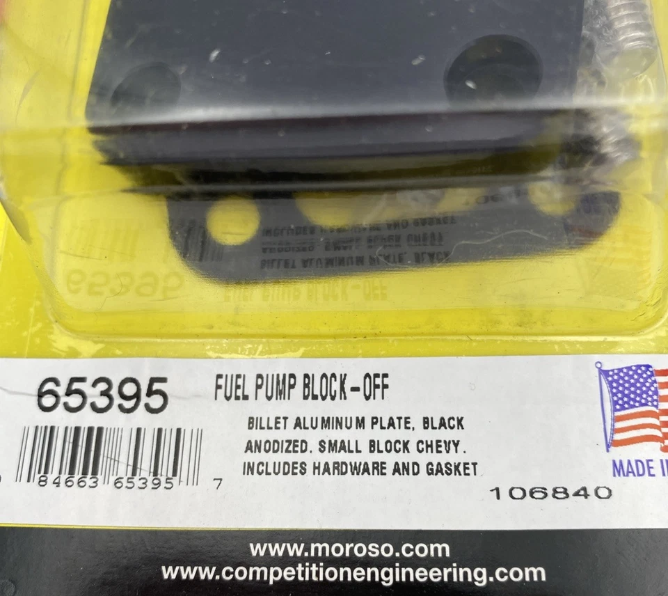 Placa de bloqueo de bomba de combustible Moroso 65395; negra, bloque pequeño Chevy, Hot Rod, Race Foto 2 de 3