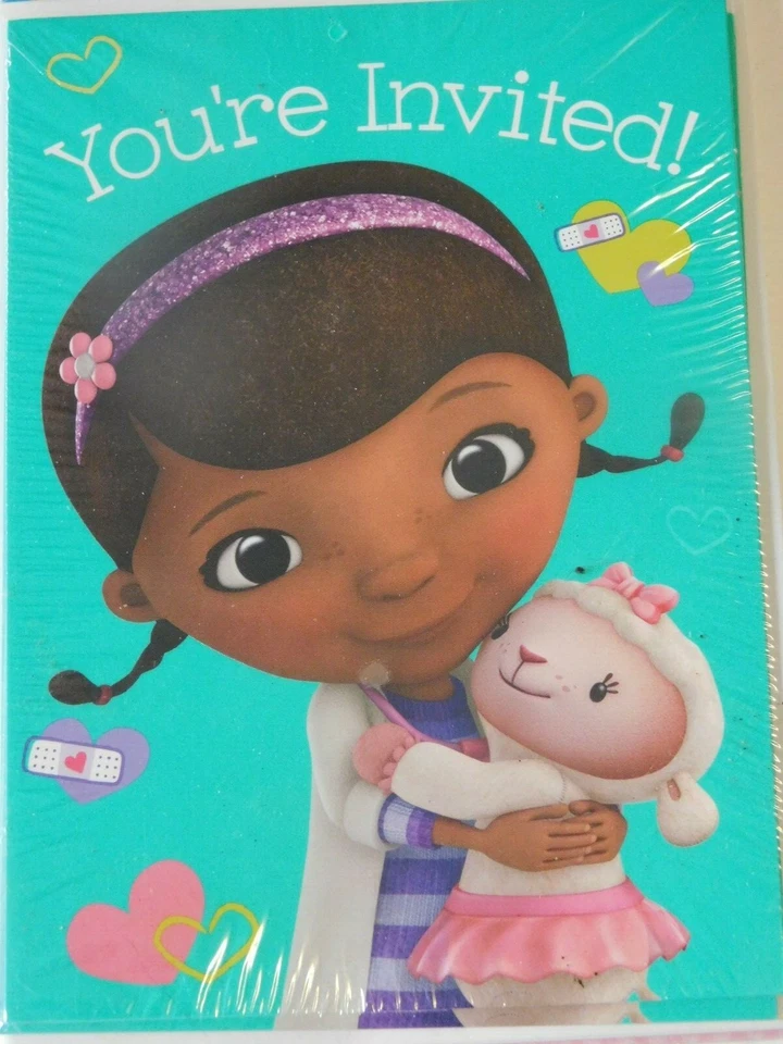 Paquete de 8 invitaciones de fiesta de cumpleaños Doc McStuffins Disney Foto 4 de 4