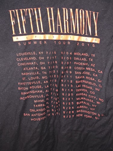 Fifth Harmony Ch Small Reflection 2015 Summer Tour Black Graphic T Shirt - Picture 4 of 5