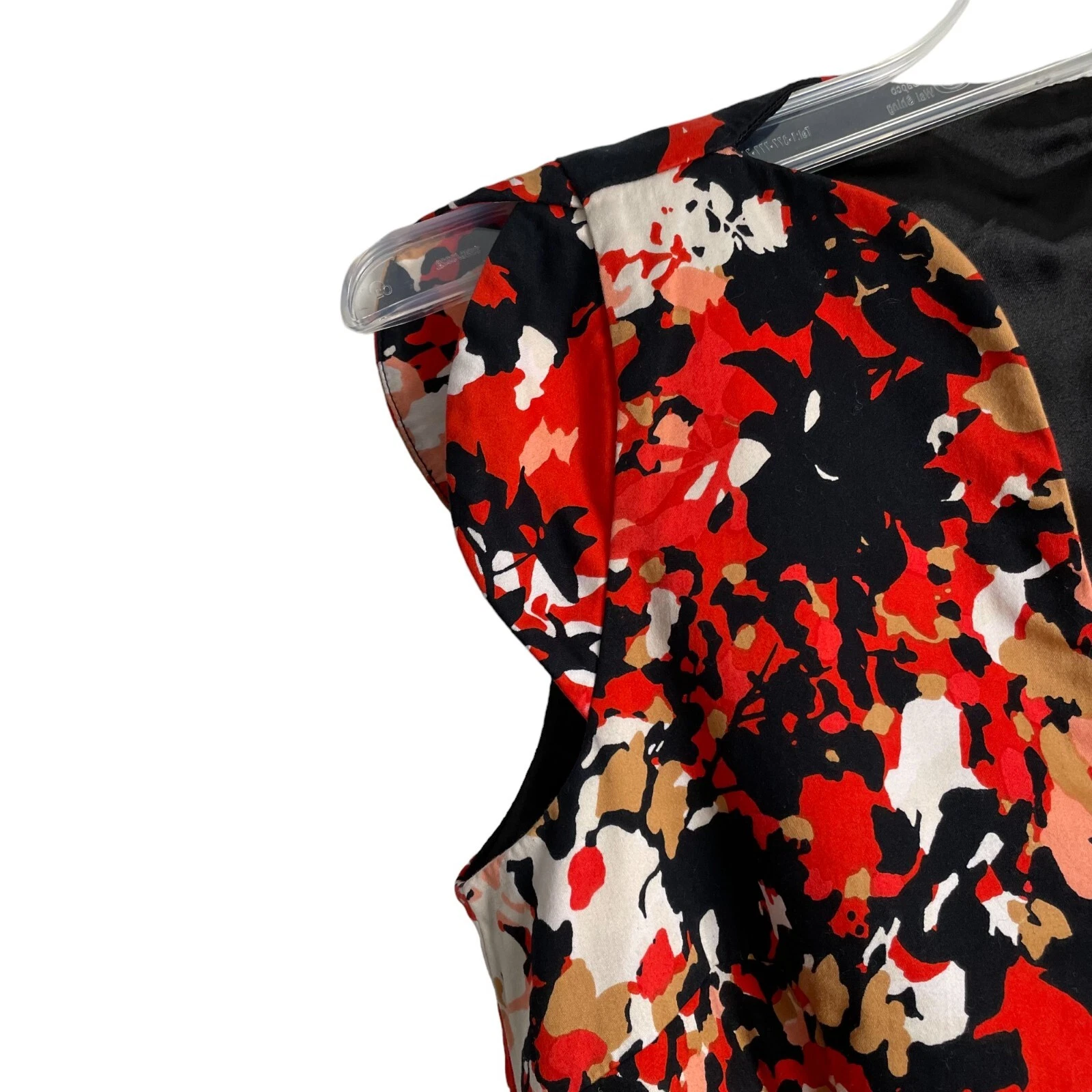 VETEMENTS Abito French Connection nero stampa floreale tubino cappuccio manica lunghezza ginocchio tg 2