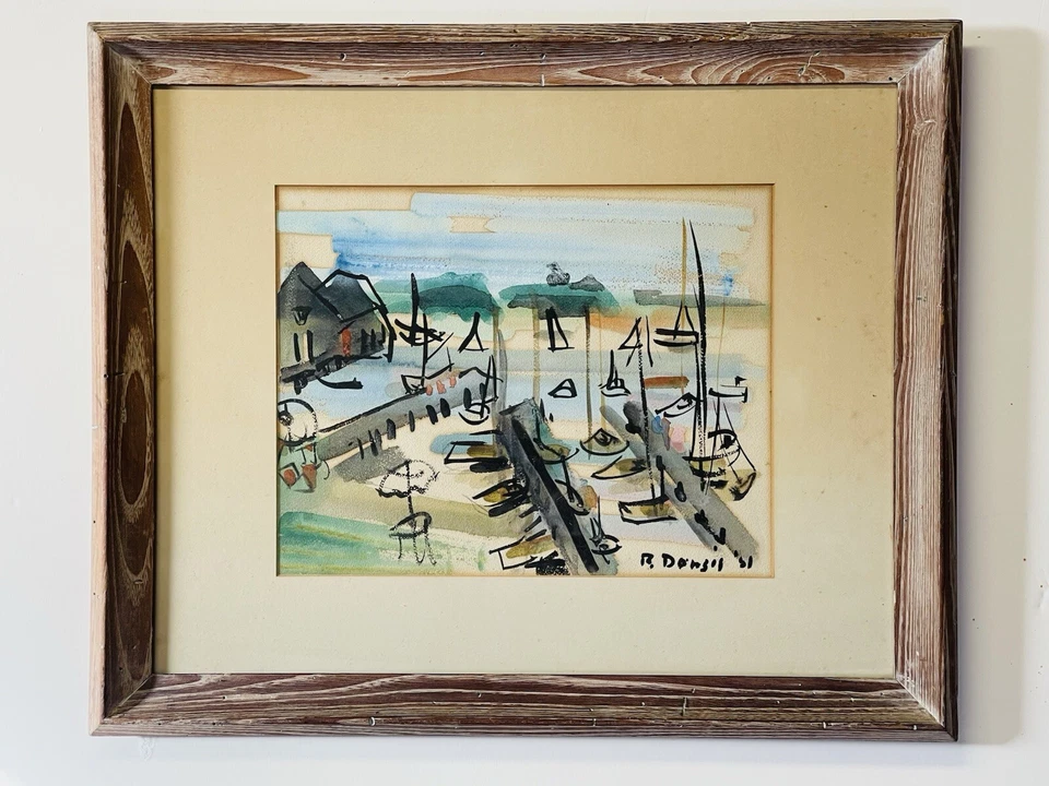 1950's Raoul Dufy Style French Naive Watercolor Of Sailboats. Signed Illegibly - Image 3 of 4