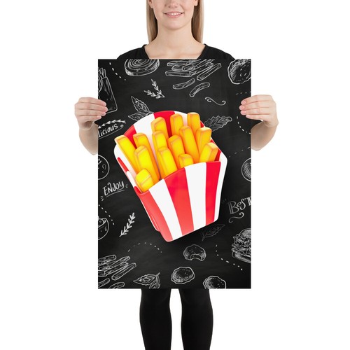 Poster patatine fritte - Poster cucina cibo 3D in plastica, lavagna foto arte - Foto 11 di 12