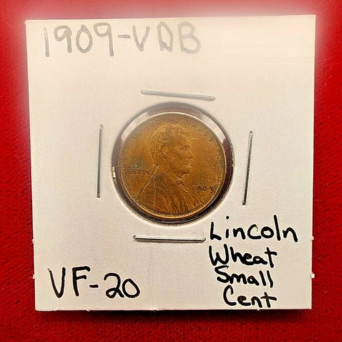 1909 VDB, Lincoln Wheat Small Cent, Full Wheat Heads & Rims, Extra Fine Details